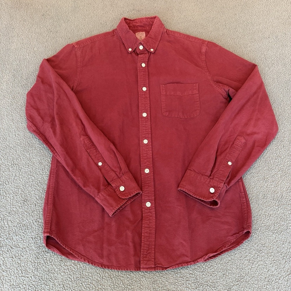 J.Crew Oxford Slim Fit Burgundy Long Sleeve Button Up Shirt 100% Cotton Men's M